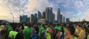 The start line for the 10 KM is very crowded 